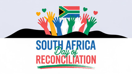 South africa reconciliation day, diverse hands, flag, unity theme