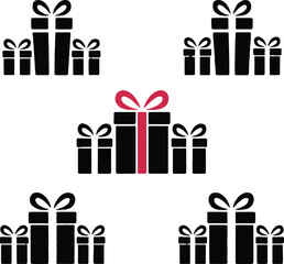 Set of christmas gift silhouette