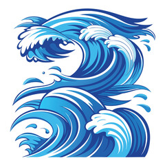 Fototapeta premium Stylized crashing ocean waves with white foam water