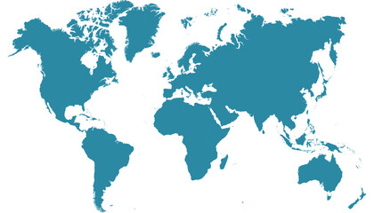 World map. Blue modern vector map. Silhouette map