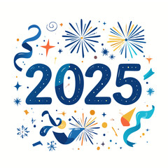 2025 New Year Ornament Flat Vector Set