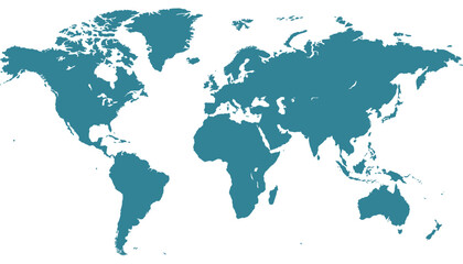 World map. Blue modern vector map. Silhouette map