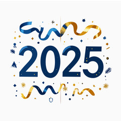 2025 New Year Ornament Flat Vector Set