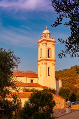 Obraz premium Baroque style Santa Maria Assunta church ( l792), stands majestically in the heart of the village. Piana, Corsica island, France. 