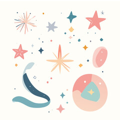 Abstract New Year Flat Shape Collection