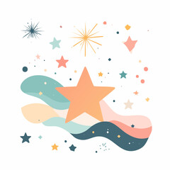 christmas card with stars and snowflakes