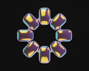 Iridescent abstract flower blooms with a modern edge, perfect for tech, design, or innovative marketing campaigns and backgrounds, a captivating digital art piece