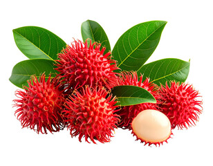 Exotic Tropical Fruit Displayed With Leaves