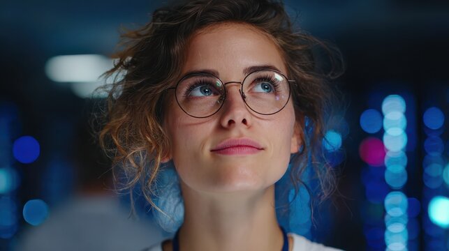 Thoughtful female developer works on a big data ai model in front of advanced quantum computing hardware with an indian engineer nearby reviewing data on a tablet