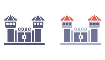 Prison building black icon. Flat illustration.