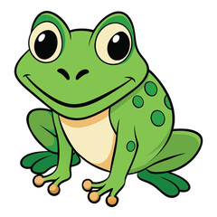 Obraz premium Cheerful Green Cartoon Frog Character on White Background