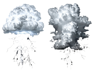 Lightning Strikes Through Storm Clouds