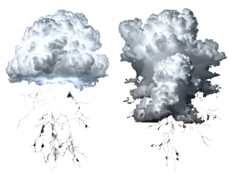 Lightning Strikes Through Storm Clouds