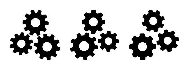 Black and white gear wheels illustration for mechanical engineering and design concepts usage needs