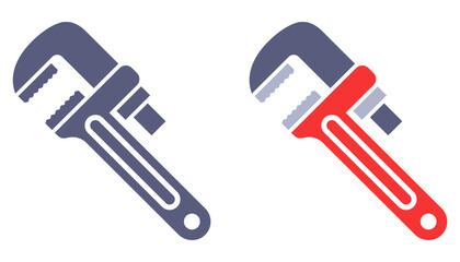Plumber wrench icon for working with nuts. Flat illustration.