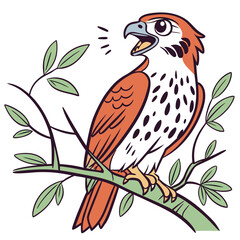 Obraz premium Colorful Bird of an Orange Bird Perched on a Branch on White