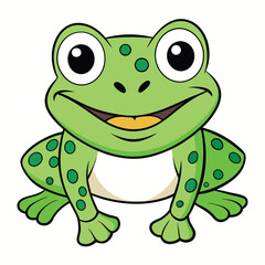 Obraz premium Cute Cartoon Frog Illustration, Smiling Amphibian with Spots on White Background