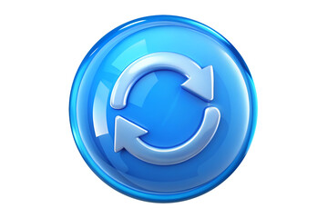 3D Glossy Blue Refresh Reload Sync Icon on Transparent Background PNG 