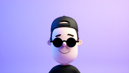 Cartoon Man with Sunglasses A Cheerful 3D Character Portrait, Generative AI