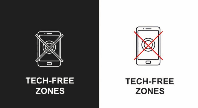 Tech-free zones line icon and sign. Vector illustration of a prohibited smartphone. Digital detox and screen time reduction concept