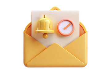 3D Email Notification Reminder Message Icon on Transparent Background PNG 