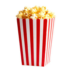 Striped Box with Popcorn on Transparent Background