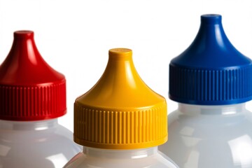 Colorful Ribbed Plastic Bottle Caps in Minimalist Close-Up