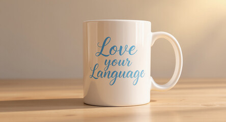 Express your love for language with this stylish mug, perfect for coffee, tea, or hot cocoa, a thoughtful gift for language enthusiasts and educators alike