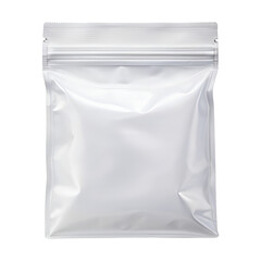 White Foil Ziplock Stand Up Pouch Mockup on Transparent Background PNG