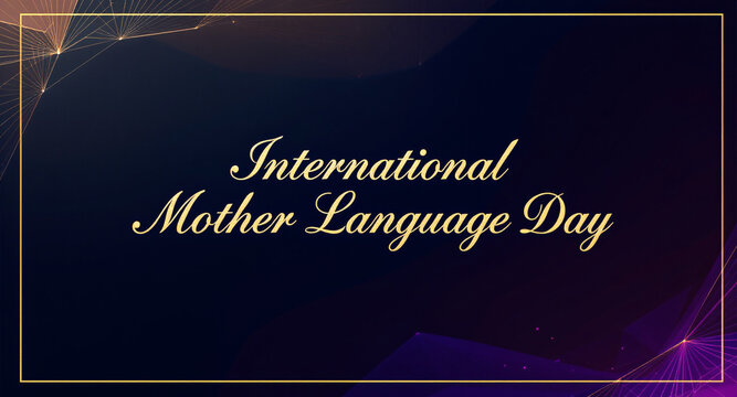 Celebrate International Mother Language Day with Elegant Gold Accents and Dark Blue Background for Cultural Events and Educational Promotions Worldwide