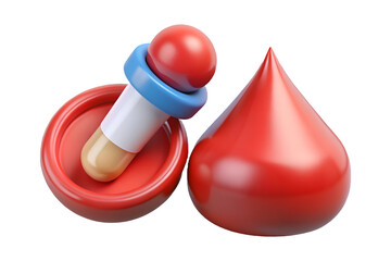 3D Blood Sample Test Dropper Medical Icon on Transparent Background PNG