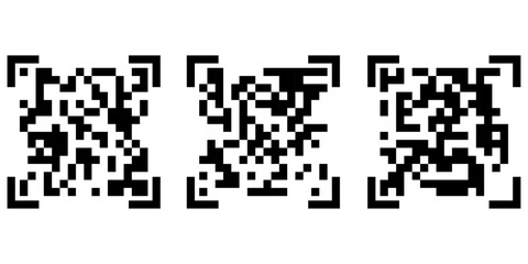 Fototapeta premium Scan qr code for fast digital scanning Isolated vector illustration code for smartphone, scan qr code set flat icon for payment and quick security scanning isolated on white background.