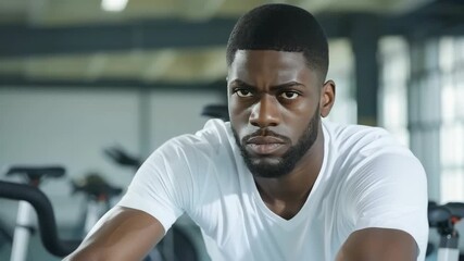 A dedicated individual showcases hard work and commitment during an intense workout at a fitness center, pushing personal limits