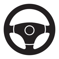 Steering Wheel Icon – Car Control Symbol Black Vector Illustration