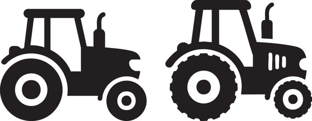 Tractor silhouette icon vector illustration set