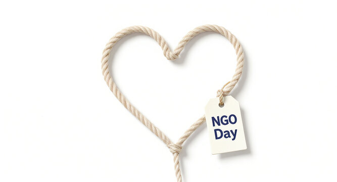 Show Your Support for NGO Day With This Heartfelt Rope Shape And Tag, Perfect for Social Media Campaigns, Volunteer Recruitment, and Cause Awareness Initiatives