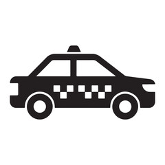 Side View Taxi Car Icon – Checkered Cab Vector Design