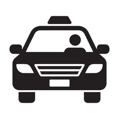 Taxi Car Icon with Driver – Simple Vector Design