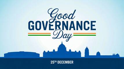 Good governance day with indian flag colors and government buildings
