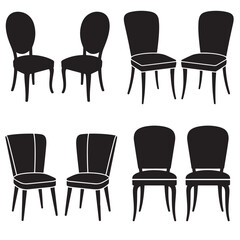 Elegant Chair Silhouette Set – Stylish Seating Furniture Vector Pack