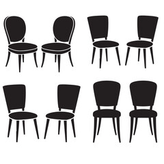 Furniture Seating Icon Collection – Chair Silhouette Vector Set