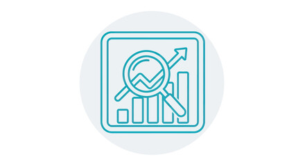 Business Growth Analysis Magnifying Glass Chart Icon.