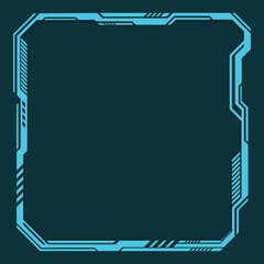 Futuristic blue hud interface frame template with grid background
