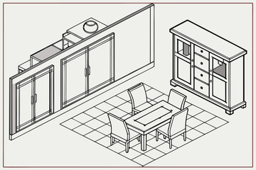 Cozy Isometric Bedroom Layout with Bed, Windows, Doors, and Furniture &ndash; A Simple and Friendly Room Design Illustration