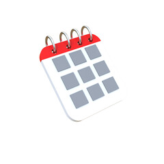 3d calendar icon with blank squares on transparent background,png 
