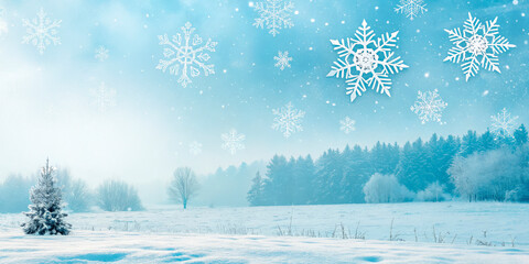 Winter Snowflakes On A Cold Landscape, Created Outdoors In Daylight, Symbolizing Winter Season, Holiday Design And Nature Themes, Suitable For Seasonal Marketing, Eco Topics And Winter Business Use