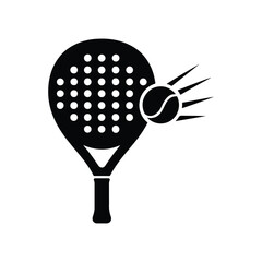 Padel racket icon with simple and modern design. Vertical tennis padel racket silhouette logo isolated on transparent background. 
padel racket and ball icon vector design.