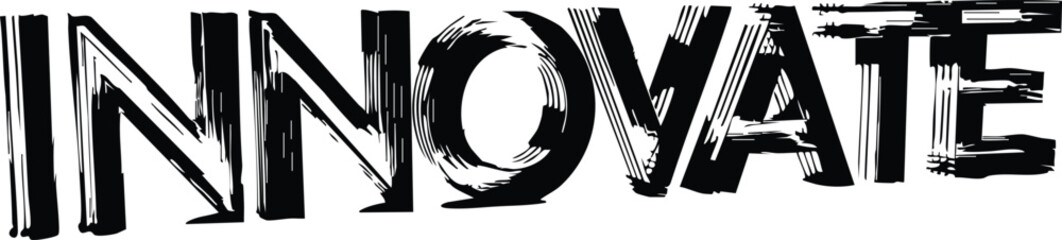 Stylized Innovate Text in Black and White for Modern Business Ventures Success
