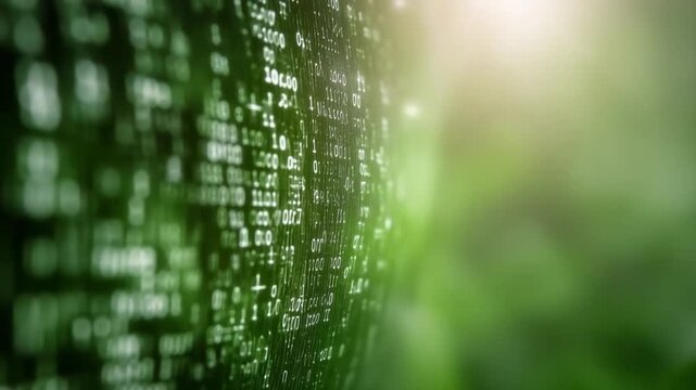 Digital Green: A digital world comes alive with an intriguing and vibrant green landscape, a fusion of technology and nature.