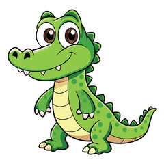 Fototapeta premium Happy Green Alligator Cartoon Character Design with White Background